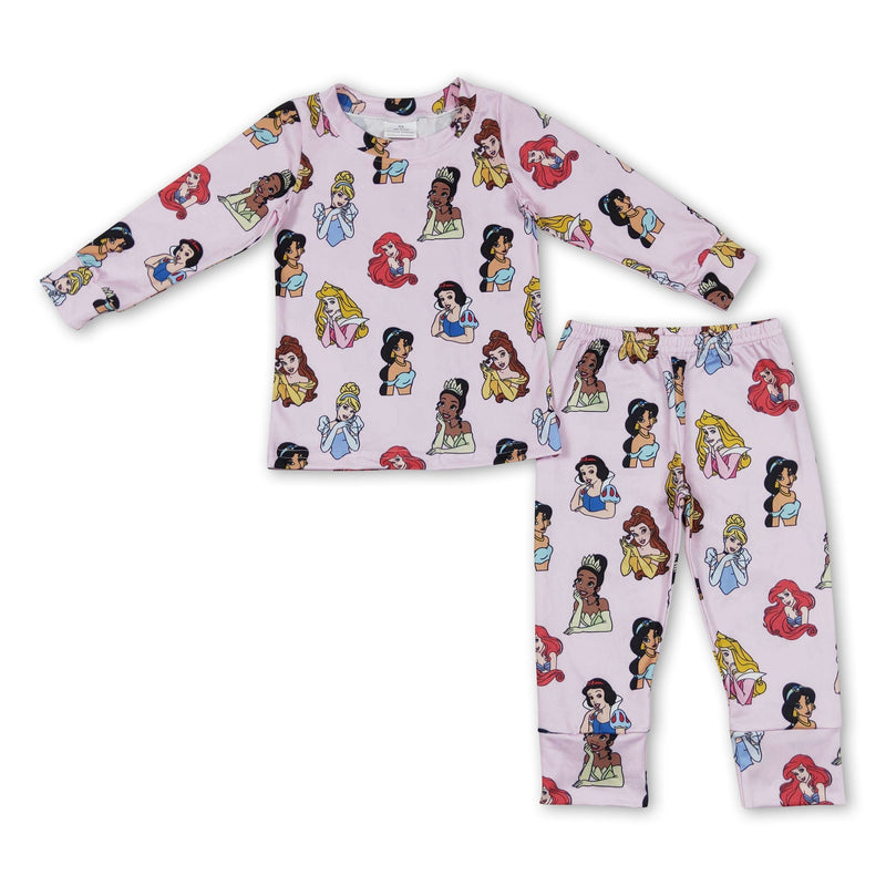 Long sleeves pink princess baby girls pajamas - BIG FRENCHIES