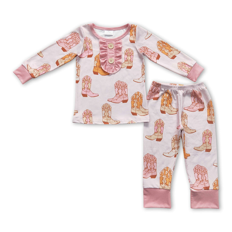 Pink boots long sleeves western girls pajamas - BIG FRENCHIES