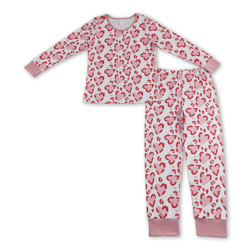 Pink heart long sleeves adult women valentines pajamas - BIG FRENCHIES