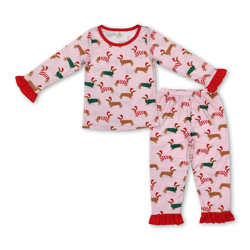 Long sleeves Christmas hat dog kids girls pajamas - BIG FRENCHIES