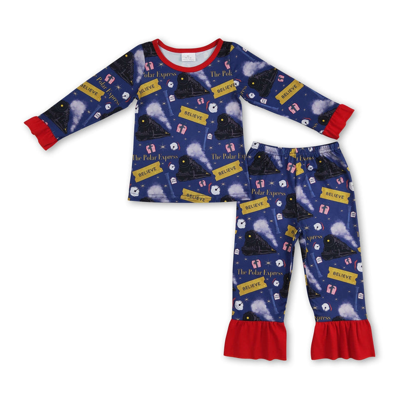 Long sleeves believe train kids girls Christmas pajamas - BIG FRENCHIES