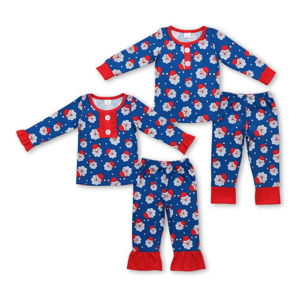 Long sleeves santa kids girls Christmas pajamas - BIG FRENCHIES