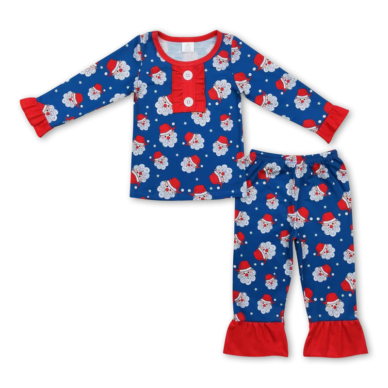 Long sleeves santa kids girls Christmas pajamas - BIG FRENCHIES