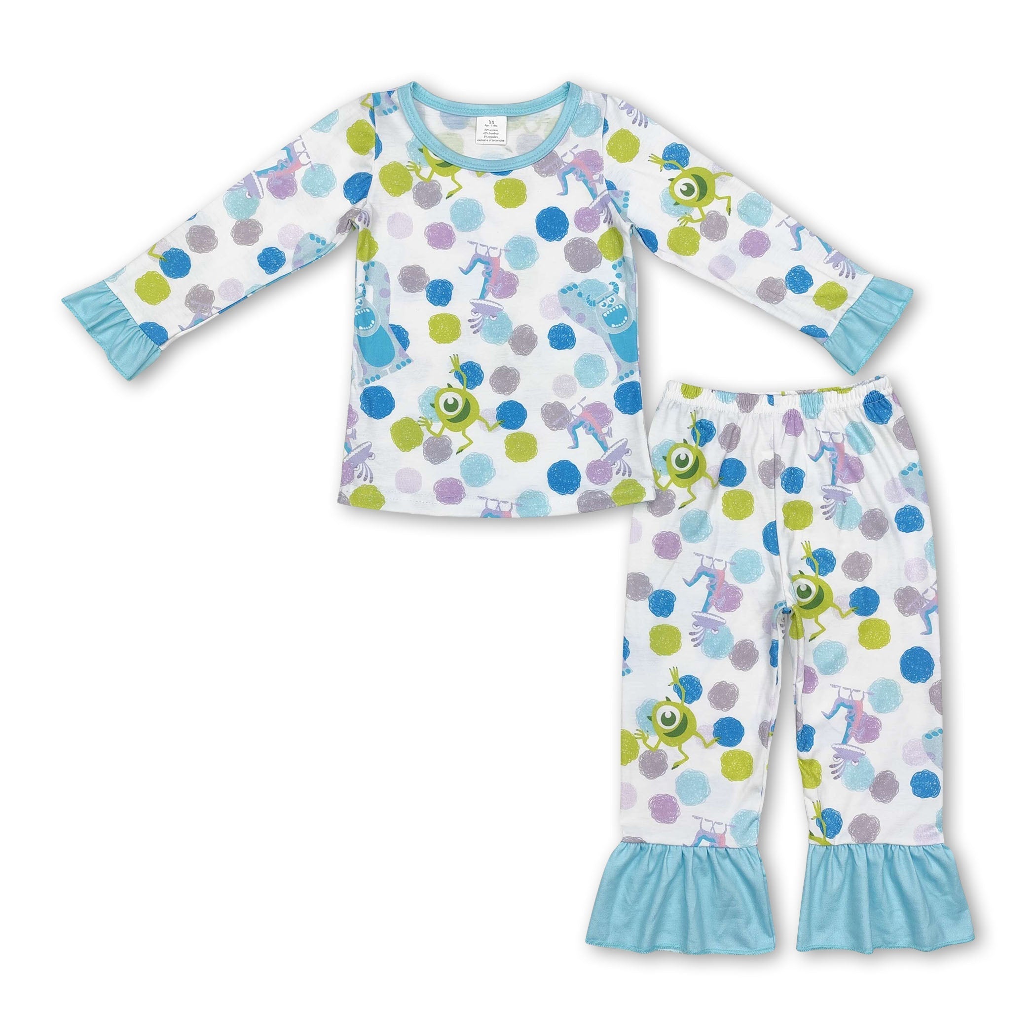 Long sleeves monster kids girls pajamas - BIG FRENCHIES
