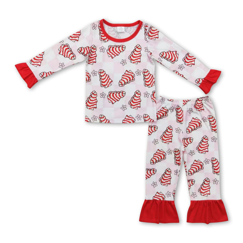Pink plaid Christmas tree cake kids girls pajamas - BIG FRENCHIES