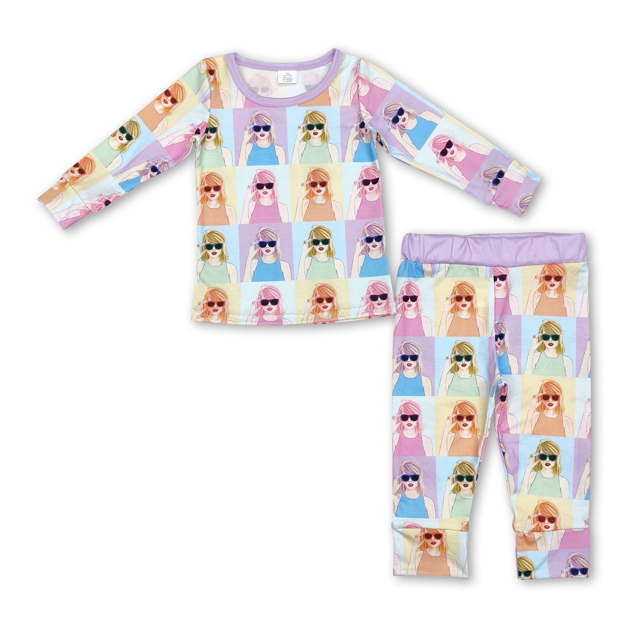 Long sleeves colorful patchwork singer girls pajamas - BIG FRENCHIES