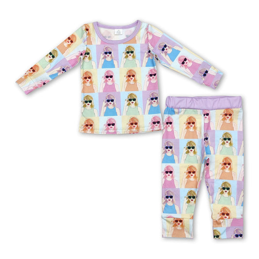 Long sleeves colorful patchwork singer girls pajamas - BIG FRENCHIES