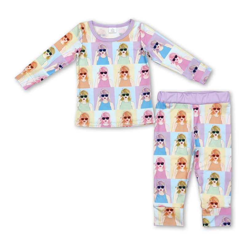 Long sleeves colorful patchwork singer girls pajamas - BIG FRENCHIES