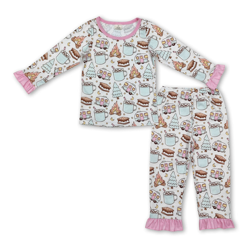 Pink long sleeves cookie trees camping baby girls pajamas - BIG FRENCHIES