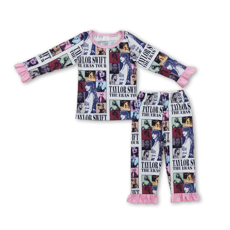 Long sleeves pink patchwork singer girls pajamas - BIG FRENCHIES