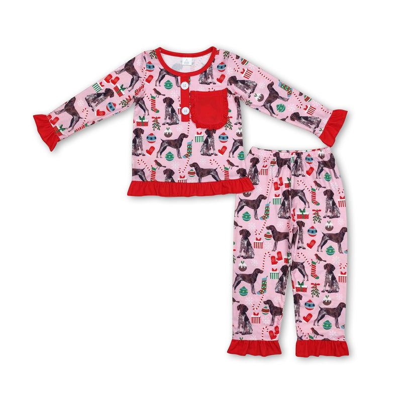 Dog gloves gift candy cane girls Christmas pajamas - BIG FRENCHIES