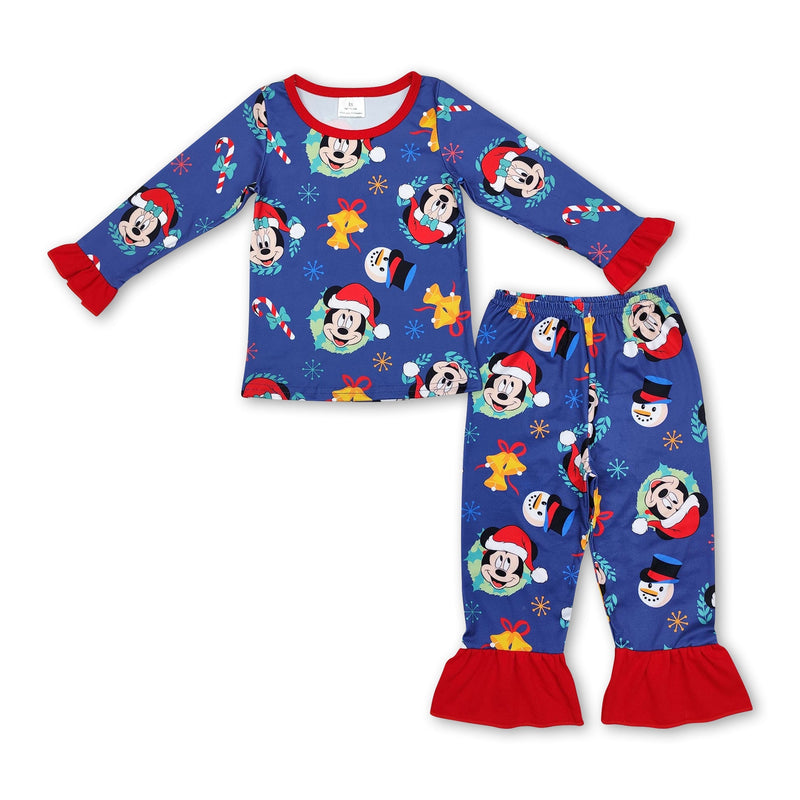 Snowman mouse Christmas hat kids girls pajamas - BIG FRENCHIES