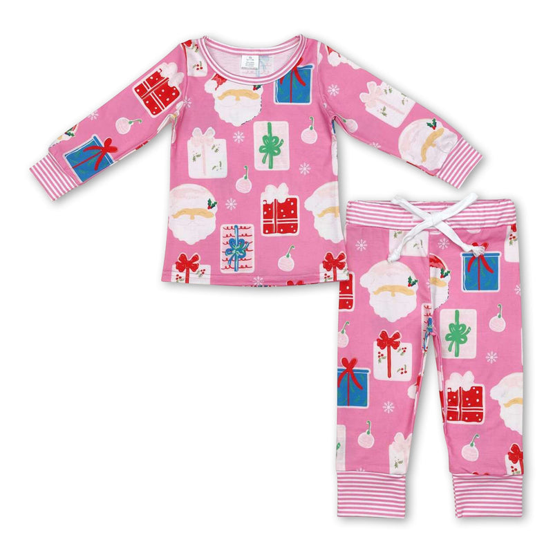 Long sleeves pink santa Christmas gifts kids pajamas - BIG FRENCHIES