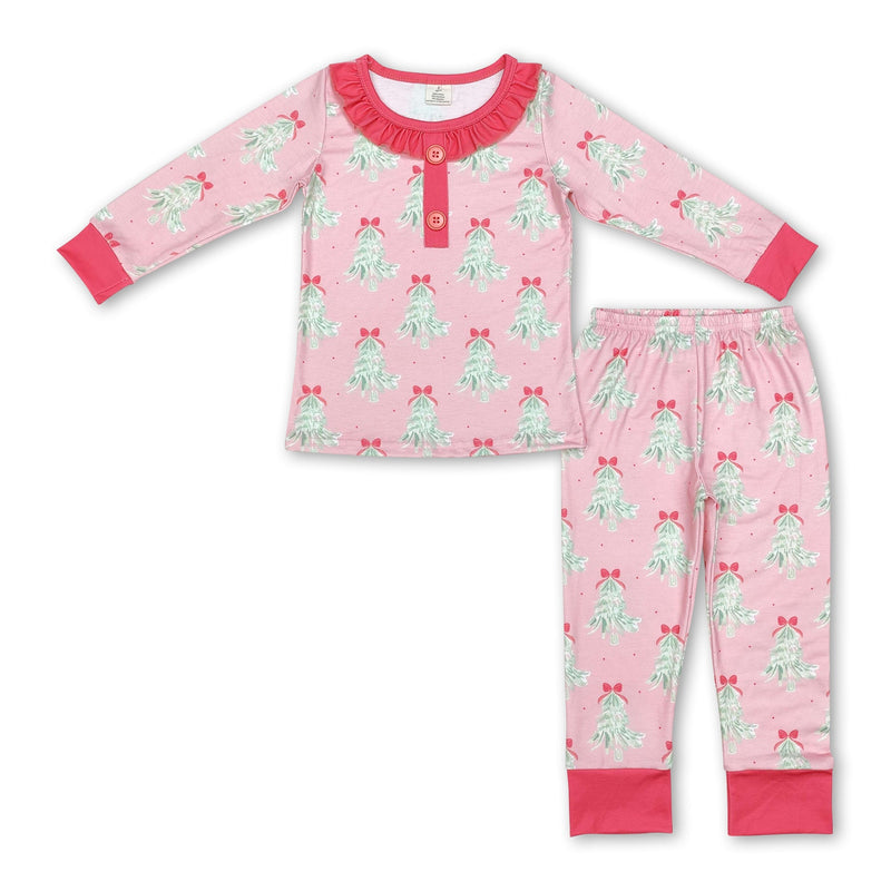 Long sleeves ruffle Christmas tree baby girls pajamas - BIG FRENCHIES