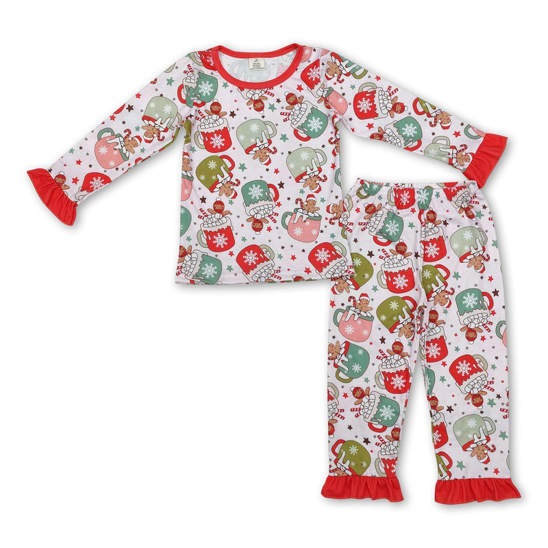 Short sleeves ruffle gingerbread girls Christmas pajamas - BIG FRENCHIES