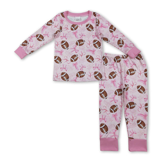 Pink bow football baby girls pajamas - BIG FRENCHIES