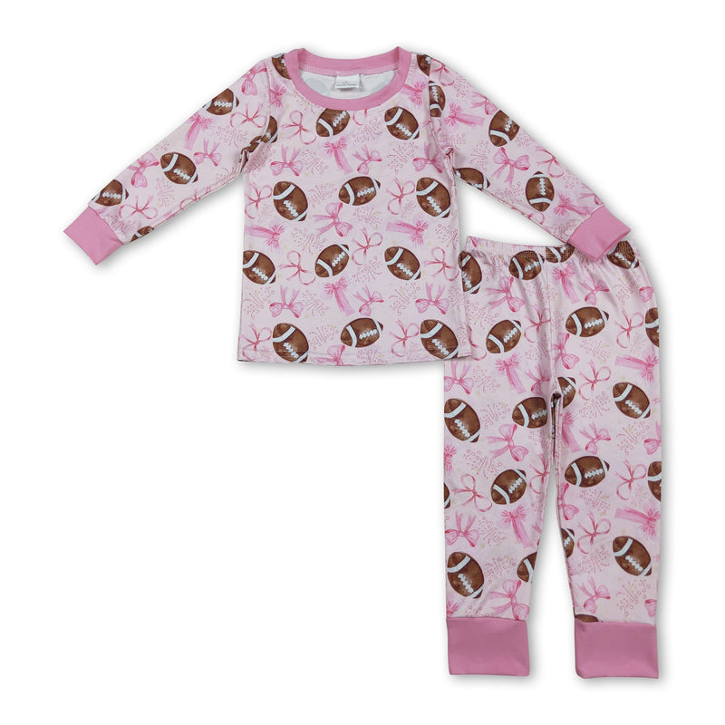 Pink bow football baby girls pajamas - BIG FRENCHIES
