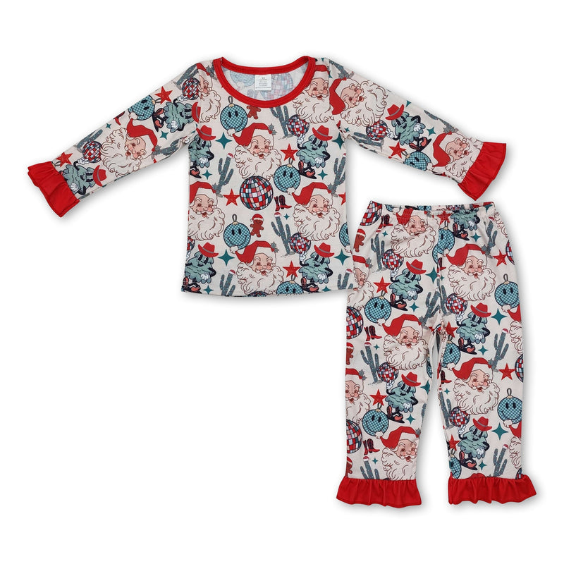 Smile santa cactus kids girls western Christmas pajamas - BIG FRENCHIES