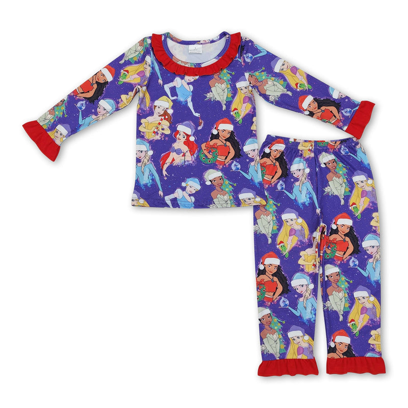 Ruffle Christmas hat princess kids girls pajamas - BIG FRENCHIES