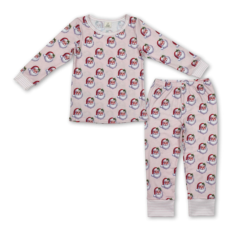 Long sleeves pink santa kids girls Christmas pajamas - BIG FRENCHIES