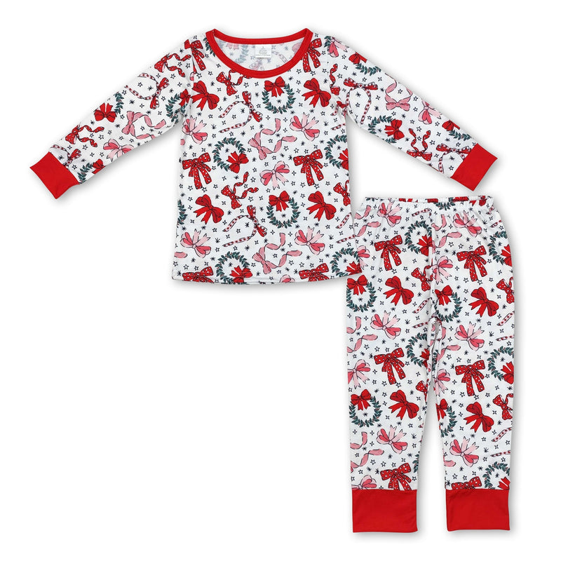 Long sleeves bows baby girls Christmas pajamas - BIG FRENCHIES