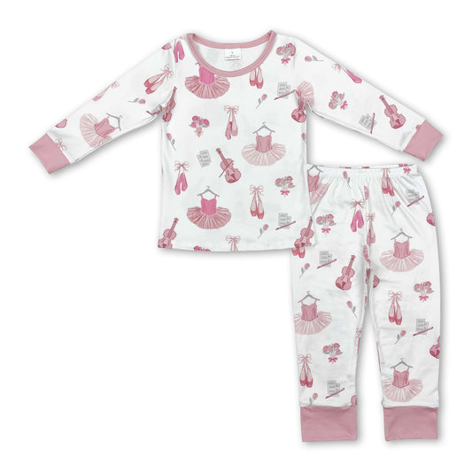 Pink long sleeves guitar dance shoes kids girls pajamas - BIG FRENCHIES