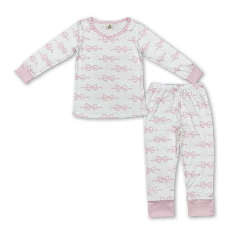 Long sleeves pink bow baby girls pajamas - BIG FRENCHIES