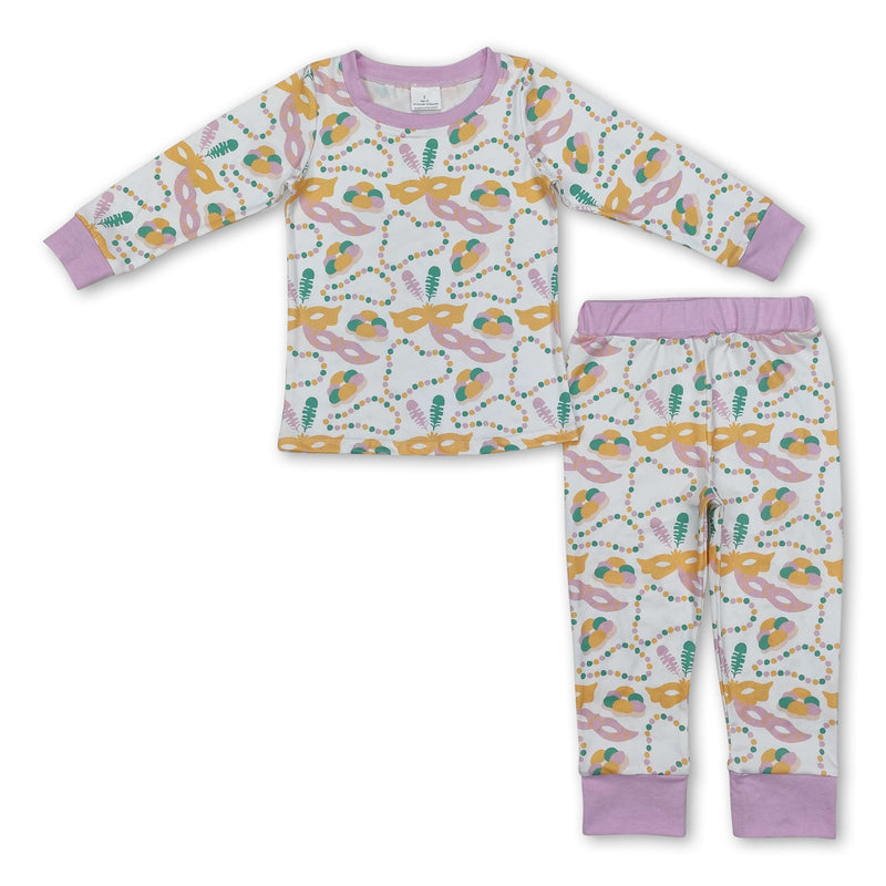 Lavender long sleeves baby kids Mardi Gras pajamas - BIG FRENCHIES