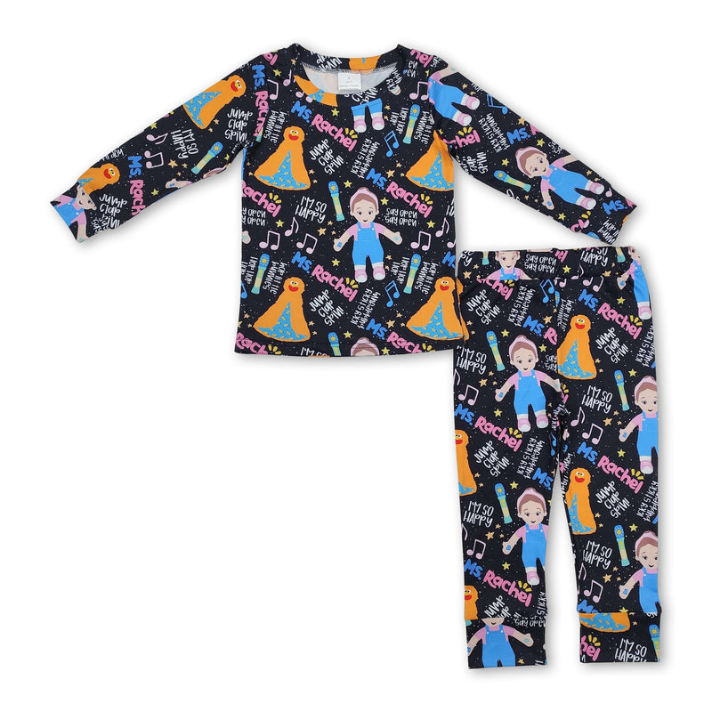 Black long sleeves teacher music girls pajamas - BIG FRENCHIES