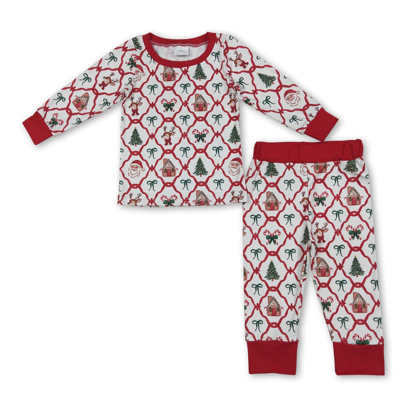 Long sleeves candy cane gingerbread kids Christmas pajamas - BIG FRENCHIES