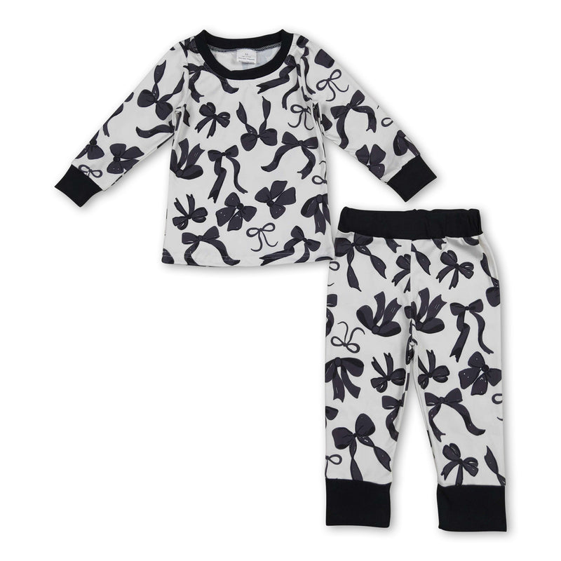 Long sleeves black bows baby girls pajamas - BIG FRENCHIES