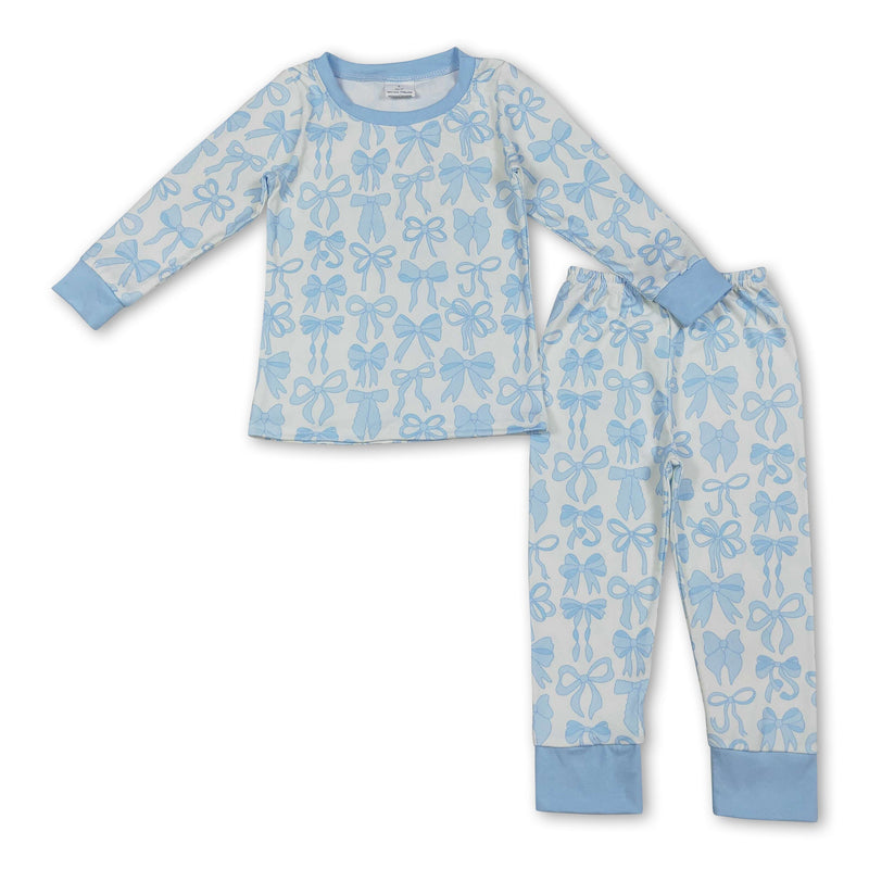 Long sleeves light blue kids girls pajamas - BIG FRENCHIES