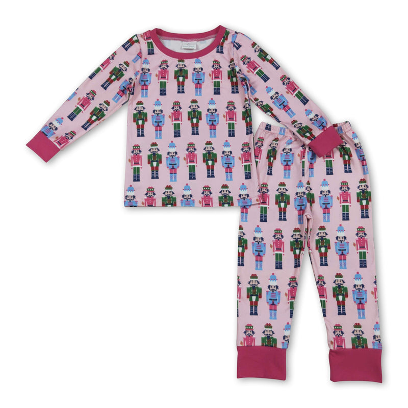 Pink long sleeves ballet top pants girls Christmas pajamas - BIG FRENCHIES