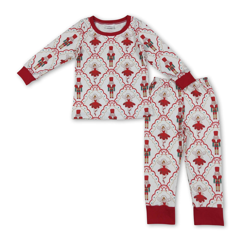 Long sleeves red bow ballet kids girls Christmas pajamas - BIG FRENCHIES