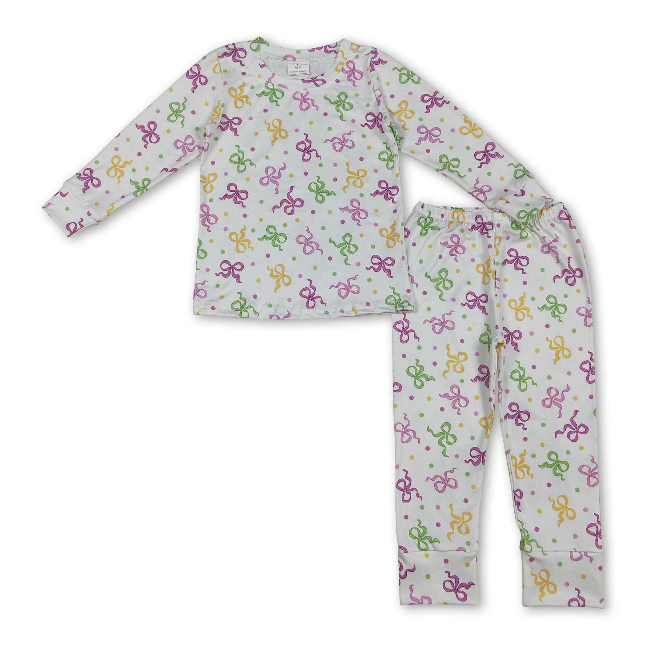 purple yellow green mask kids girls Mardi Gras pajamas - BIG FRENCHIES