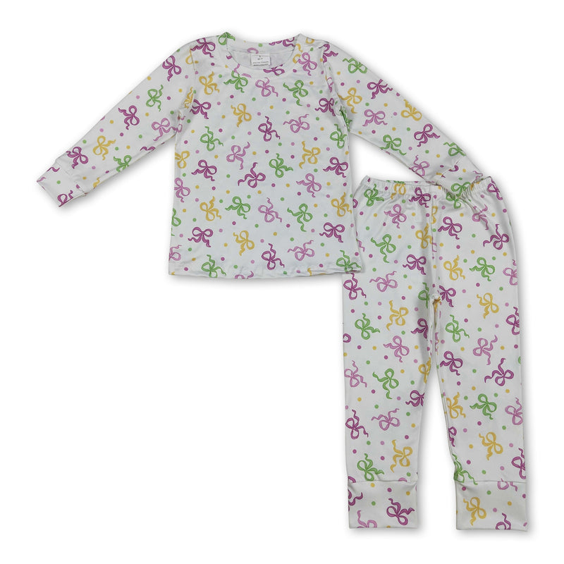 purple yellow green mask kids girls Mardi Gras pajamas - BIG FRENCHIES