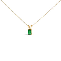 14K White Gold 6x4MM Emerald Cut Purple Amethyst Solitaire Pendant Necklace
