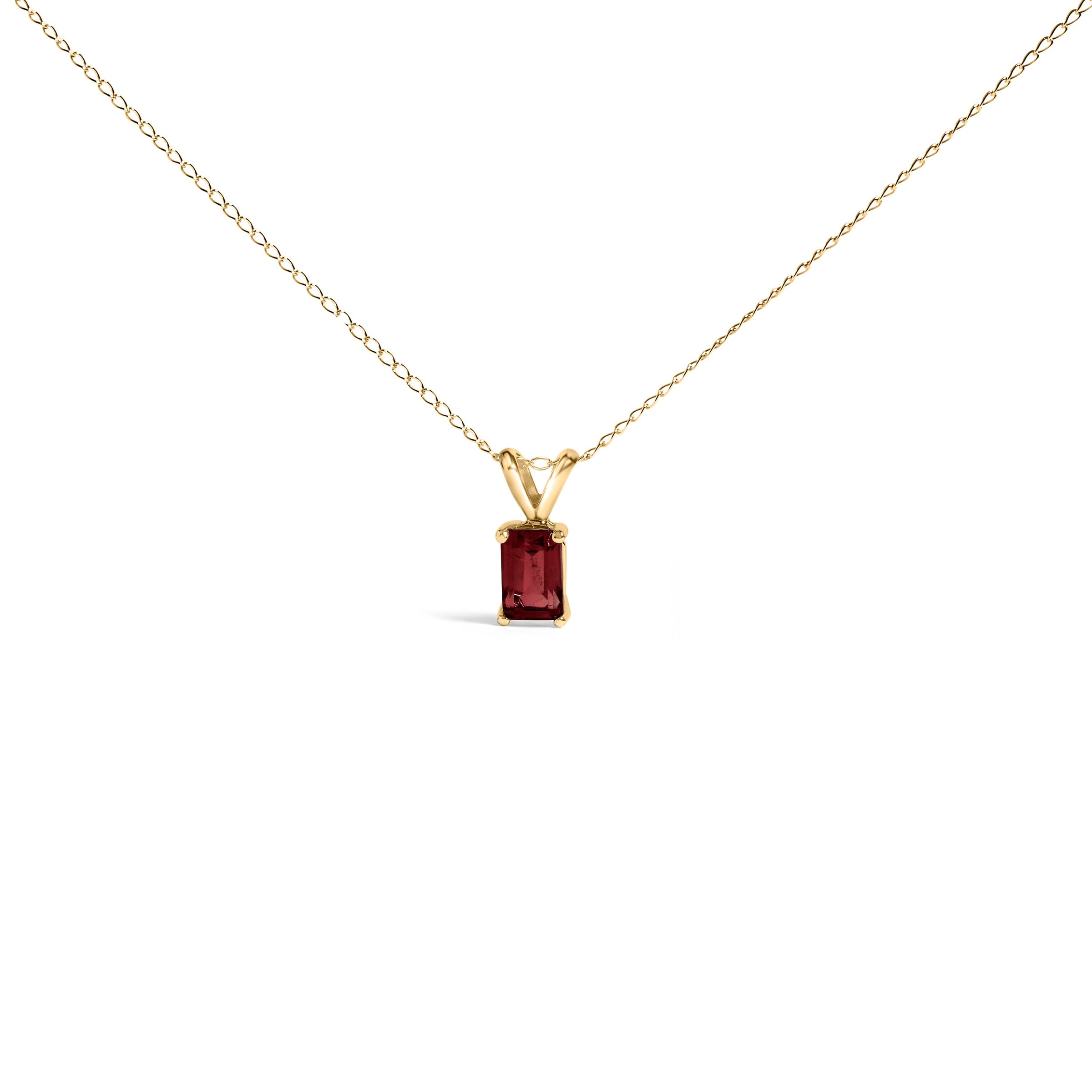 14K White Gold 6x4MM Emerald Cut Purple Amethyst Solitaire Pendant Necklace