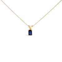 14K White Gold 6x4MM Emerald Cut Purple Amethyst Solitaire Pendant Necklace