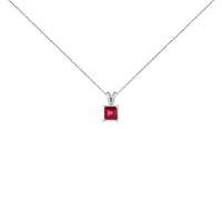 14K White Gold 5x5 MM Square Shaped Purple Amethyst Solitaire Pendant Necklace