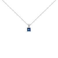 14K White Gold 5x5 MM Square Shaped Purple Amethyst Solitaire Pendant Necklace