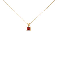14K White Gold 5x5 MM Square Shaped Purple Amethyst Solitaire Pendant Necklace