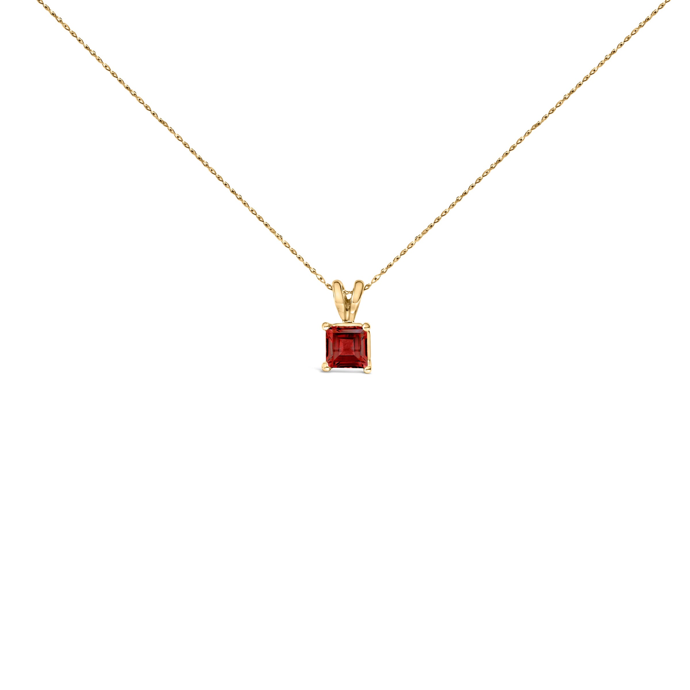 14K White Gold 5x5 MM Square Shaped Purple Amethyst Solitaire Pendant Necklace