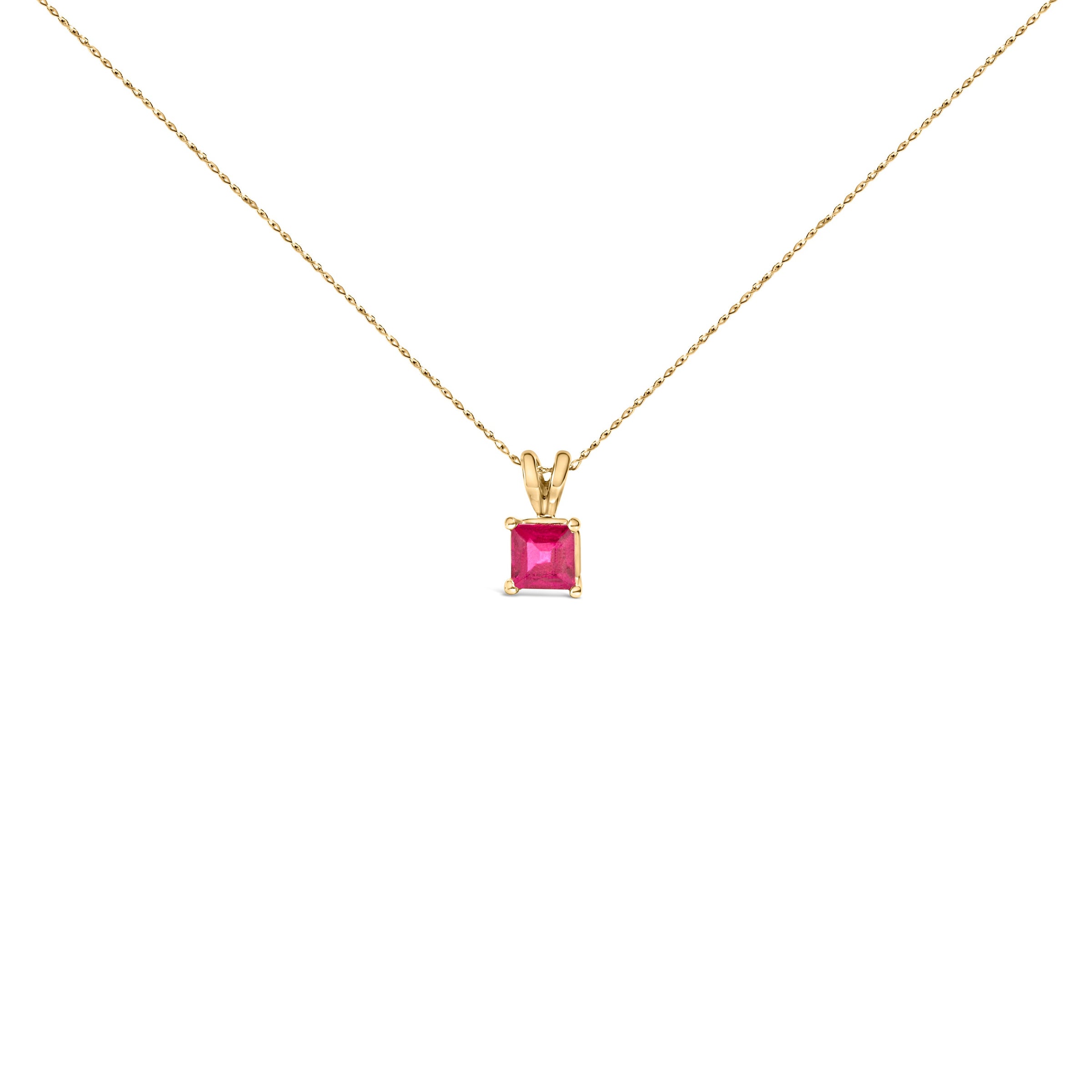 14K White Gold 5x5 MM Square Shaped Purple Amethyst Solitaire Pendant Necklace