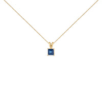 14K White Gold 5x5 MM Square Shaped Purple Amethyst Solitaire Pendant Necklace