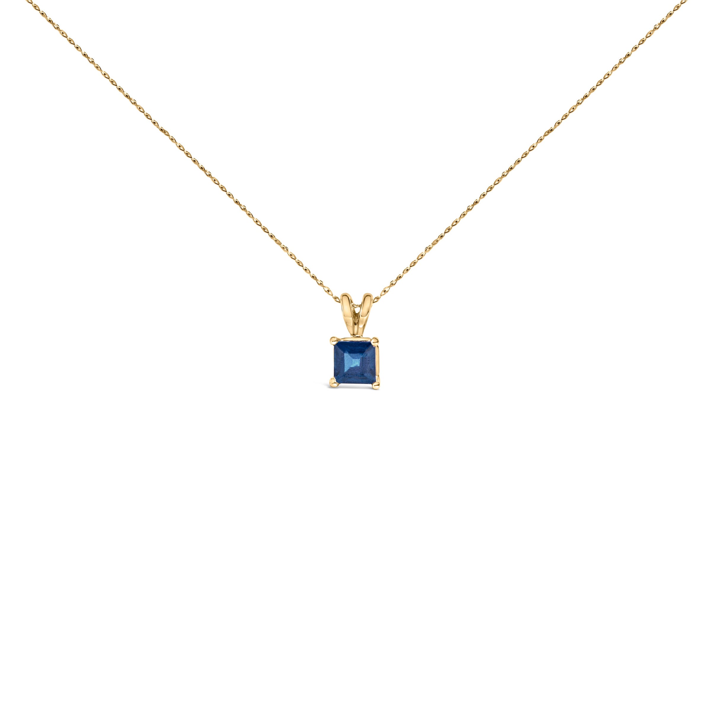 14K White Gold 5x5 MM Square Shaped Purple Amethyst Solitaire Pendant Necklace