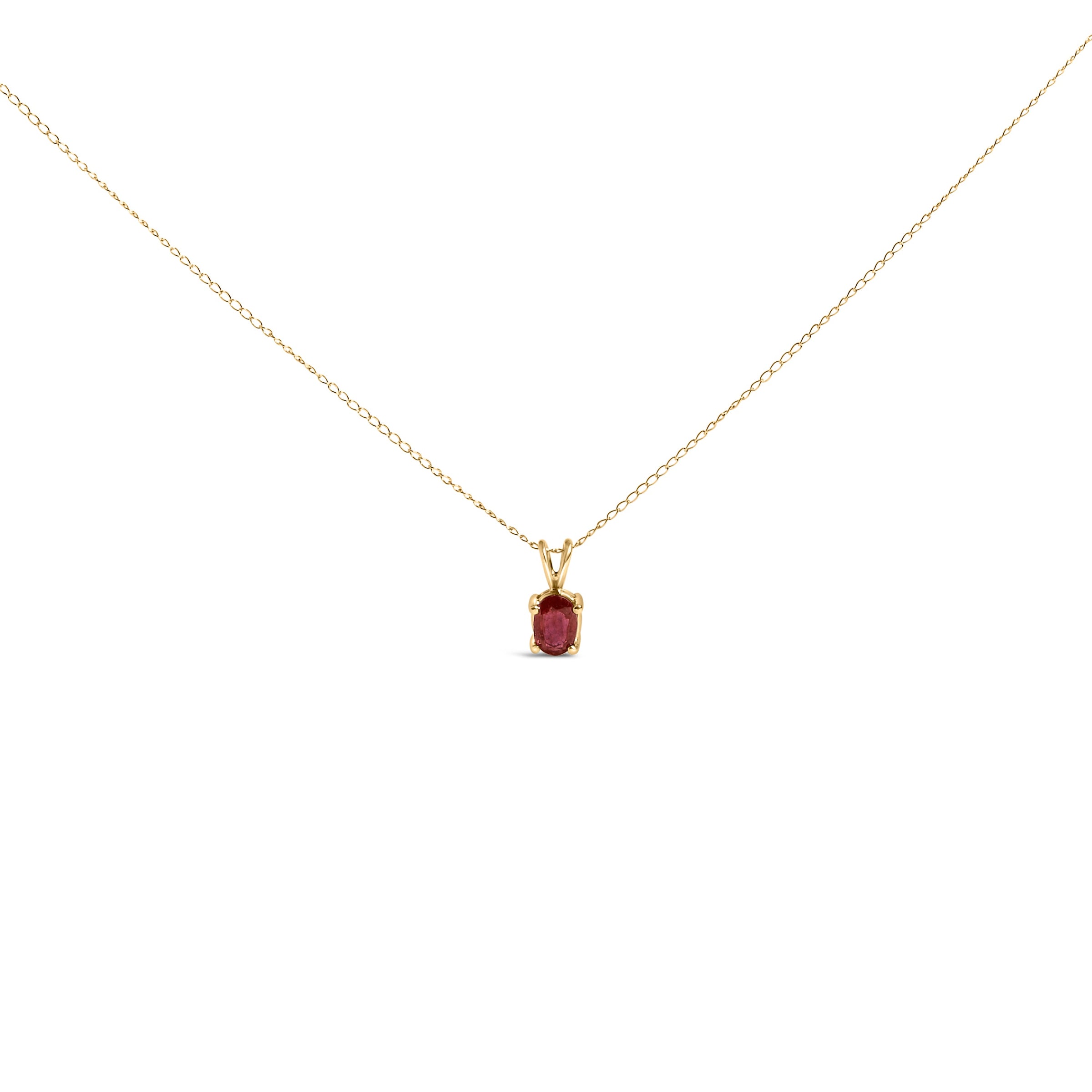 14K White Gold 6x4MM Oval Shaped Purple Amethyst Solitaire Pendant Necklace