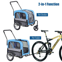 2-in-1, 3 Wheel Pet Jogging Stroller Bike Trailer - BIG FRENCHIES