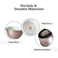 Deep Dog Bowl with Paw Print Design – Stainless Steel Bowl, Ideal for Small, Medium to Large Dogs – Rose Gold - BIG FRENCHIES