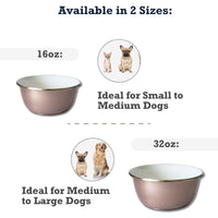 Deep Dog Bowl with Paw Print Design – Stainless Steel Bowl, Ideal for Small, Medium to Large Dogs – Rose Gold - BIG FRENCHIES